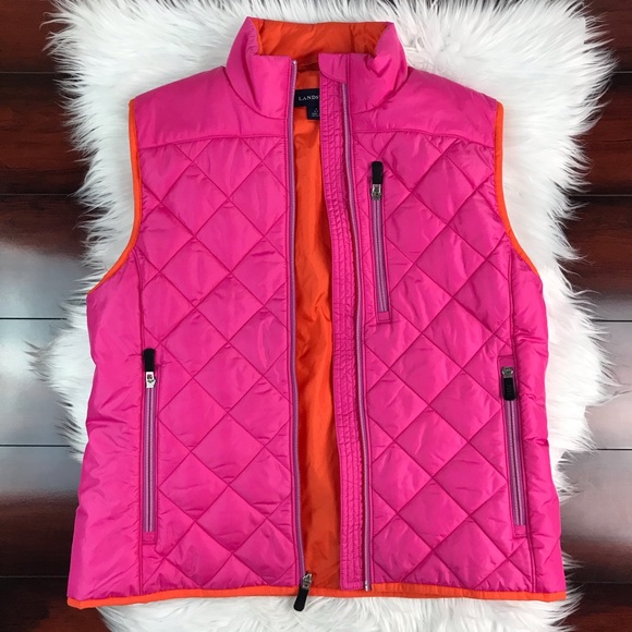 Lands' End Jackets & Blazers - Lands’ End Primaloft Puffer Vest Quilted Pink Zip